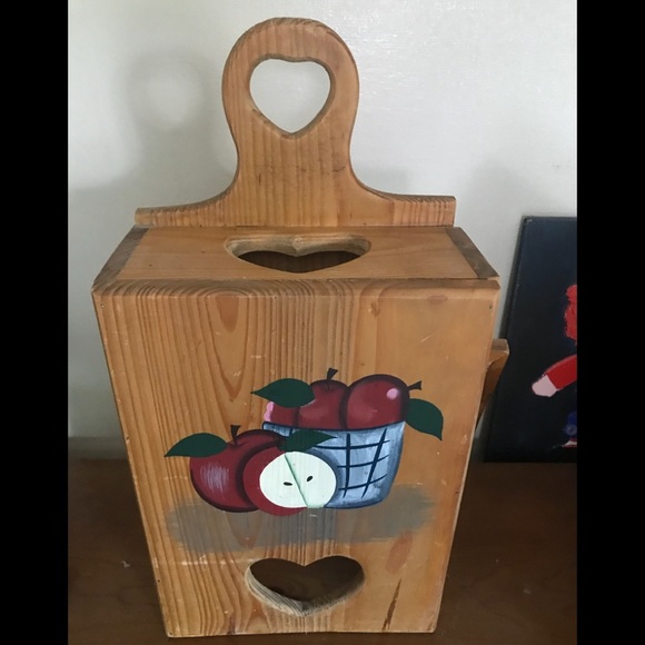 ❤️ Rare Vintage Wooden Apple Bag Storage Decor - Picture 1 of 5